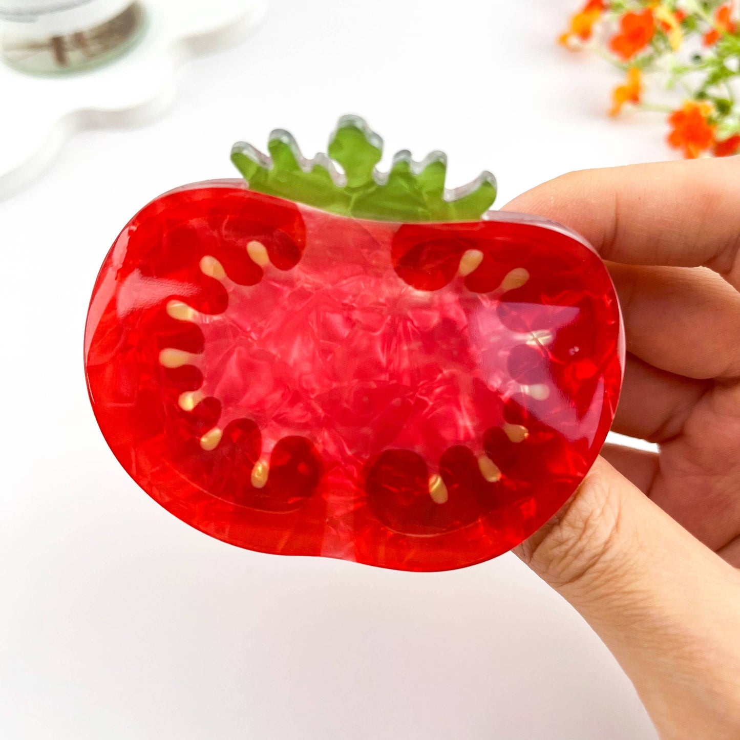 Half Tomato Print Acetate Claw Clip Fresh Summer Style