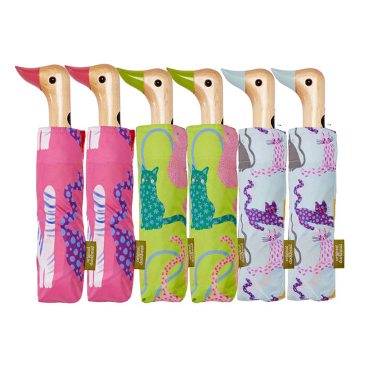 Fuchsia/Lime/Ice Arty Cats Duck Umbrellas