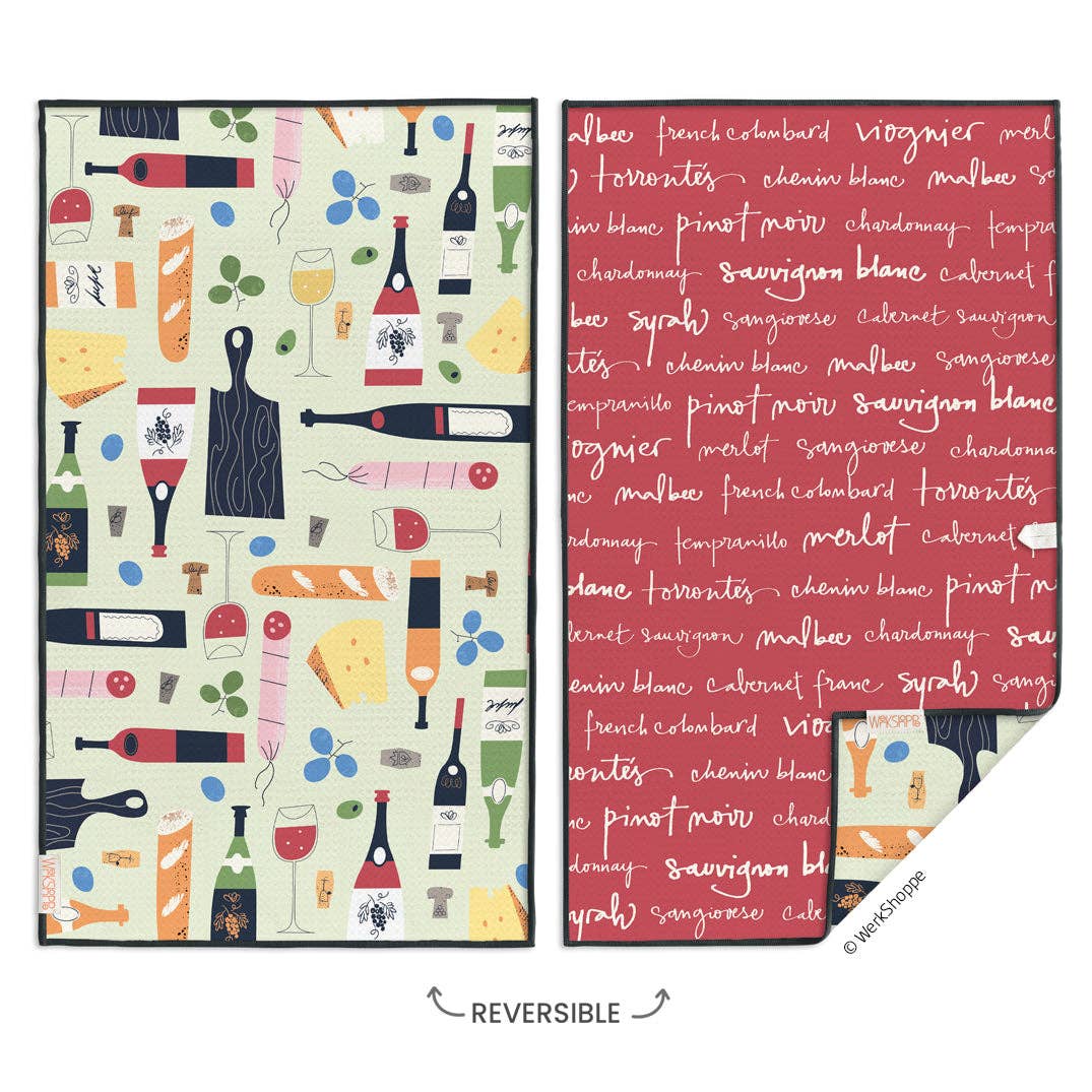 Wine & Cheese Please Microfiber Kitchen Towel