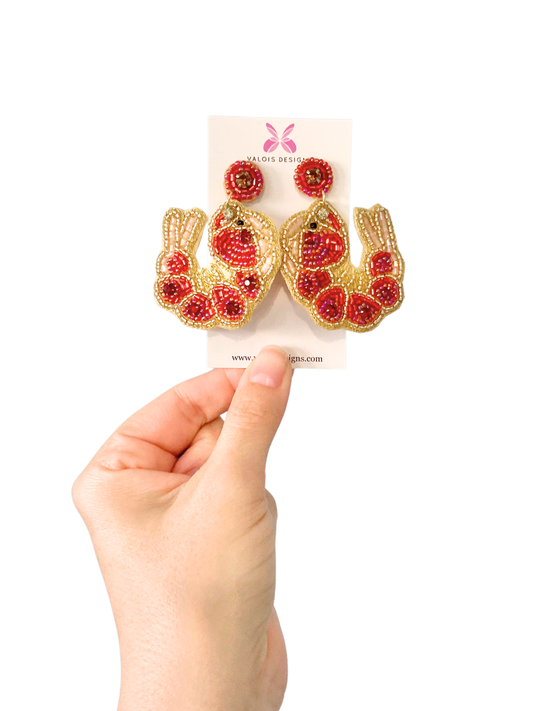 Boiled Shrimp Beaded Earring