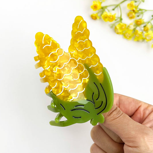 🌽 Corn Hair Claw – Whimsical Acetate Vegetable Clip