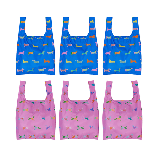 Dogs in Blue & Pink Eco Reusable Bag