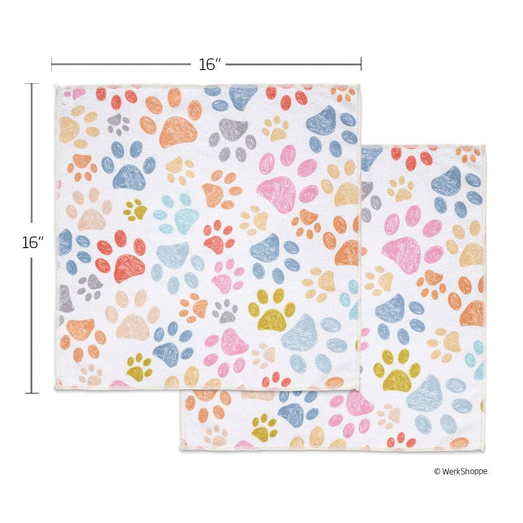 Paw Prints Microfiber Dog Paw Towels, Ultra Absorbent