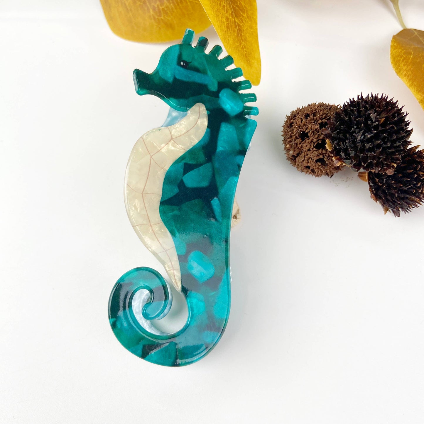 Green Seahorse Hair Claw Clip