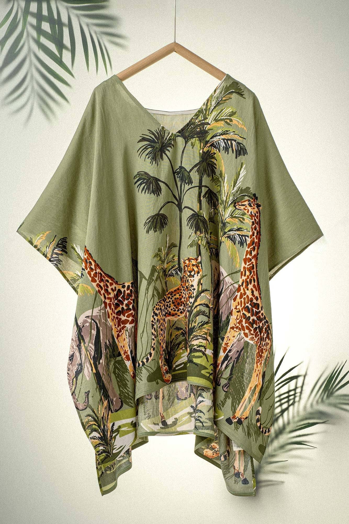 Safari Print V-Neck Poncho