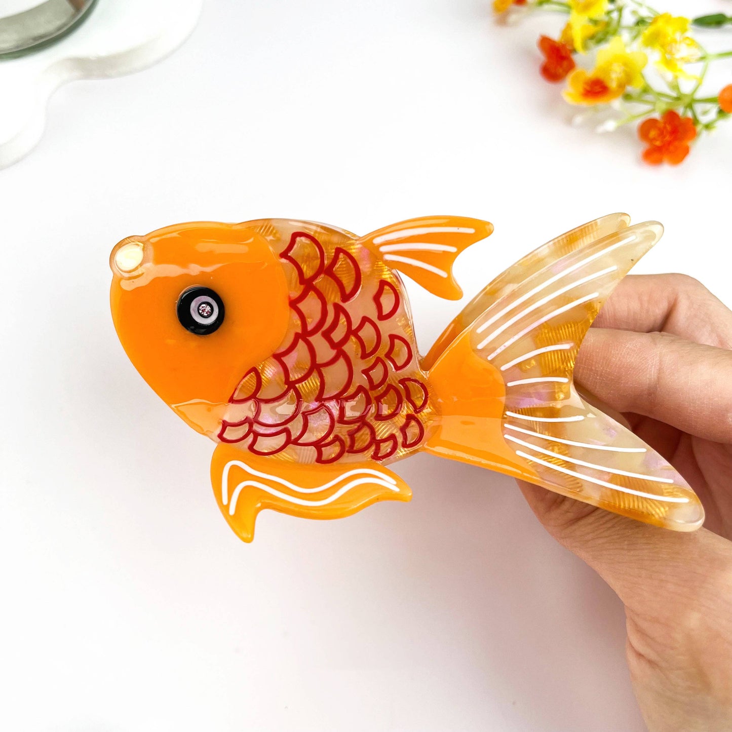 Goldfish Acetate Patchwork Hair Claw Clip