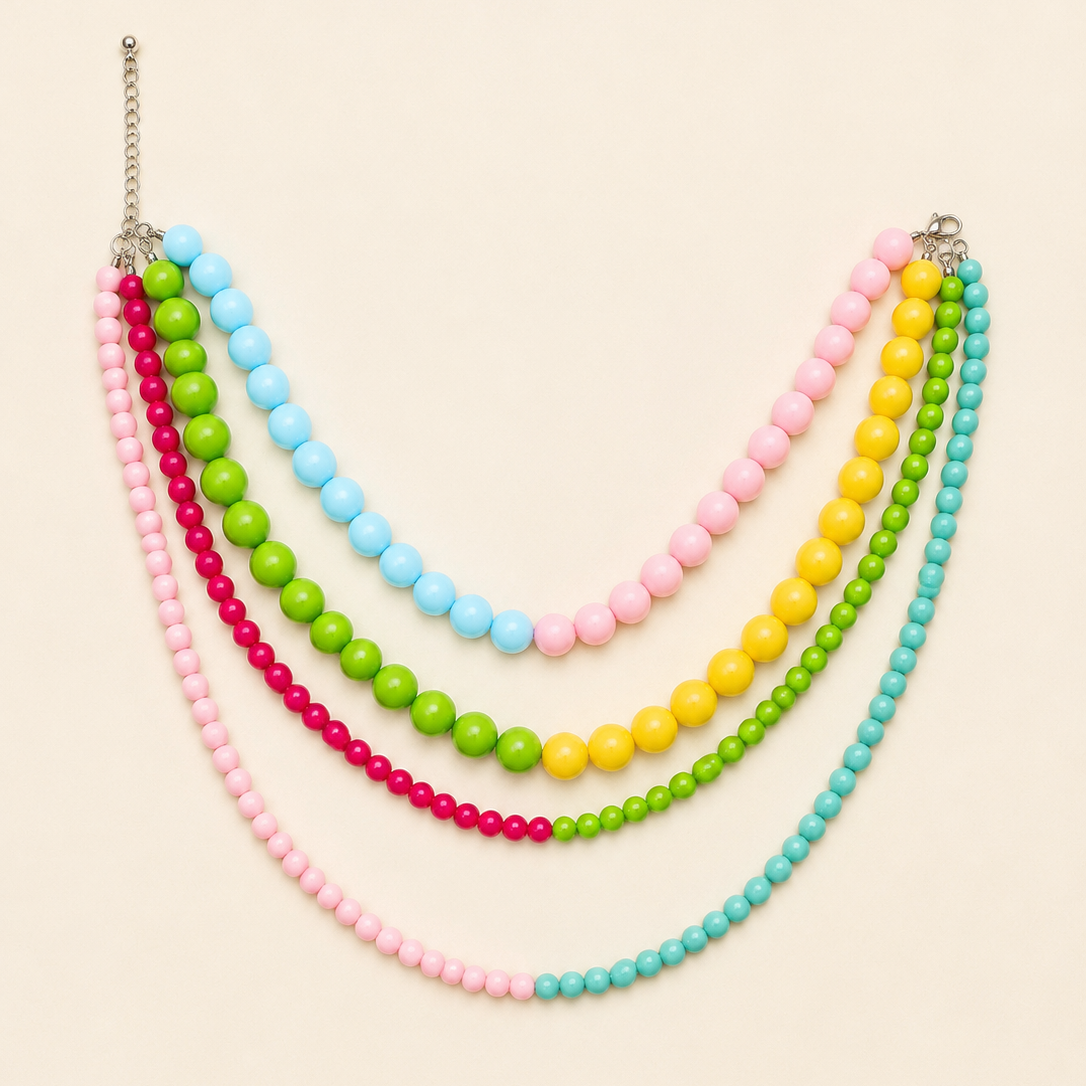 Multi Resin Beaded layered Necklaces
