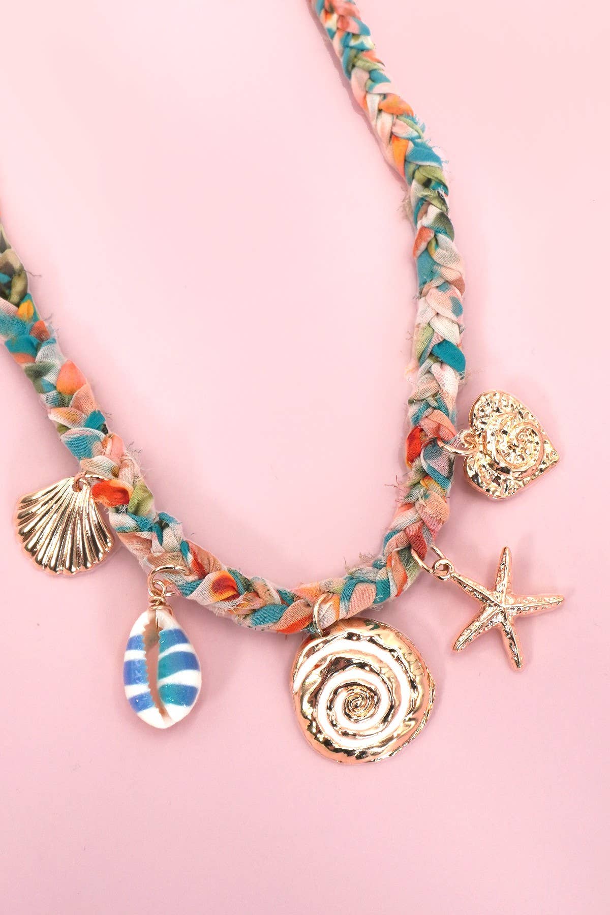 SCARF CHARM NECKLACE-STARFISH  SEASHELL SUN